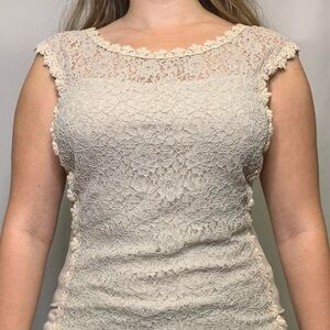 Express Cream Lace Detail Women’s Top